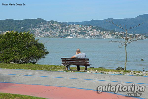 Parque de Coqueiros com a Ilha de Santa Catarina ao fundo